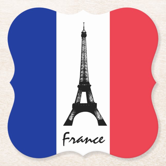 French flag & Eiffel Tower - France /sports fans Paper Coaster (Front)