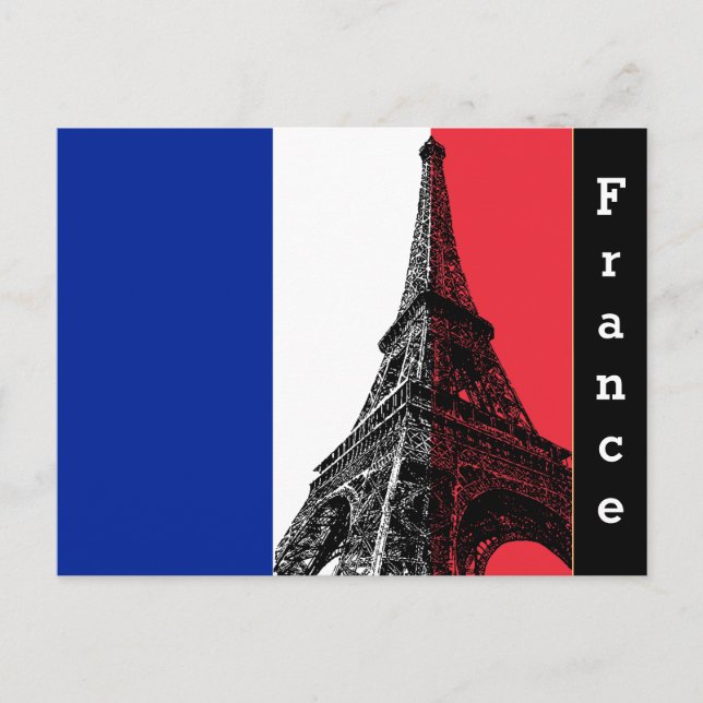 French flag & Eiffel Tower - France /sports fans Postcard (Front)
