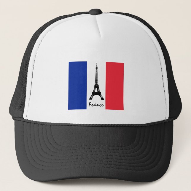 French flag & Eiffel Tower - France /sports fans Trucker Hat (Front)