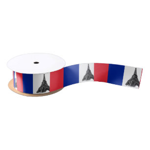 French Flag & Eiffel Tower - France /travel Satin Ribbon