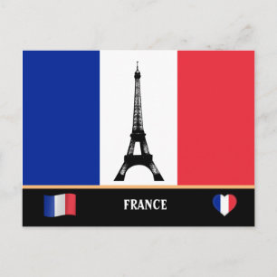 French Flag & Eiffel Tower Paris / France Postcard