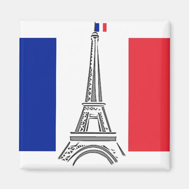 French Flag Eiffel Tower Paris Magnet (Front)