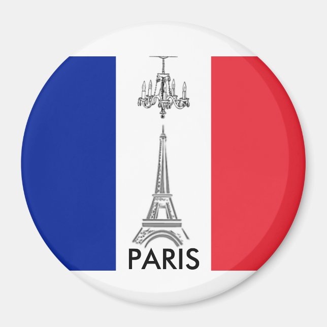 French Flag Eiffel Tower Paris Themed Magnet (Front)