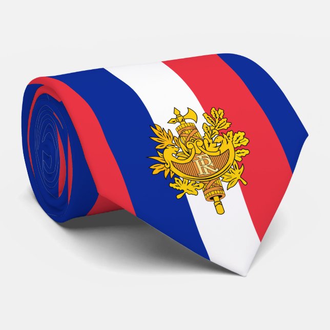 French Flag & Emblem, Flag of France Tie (Rolled)