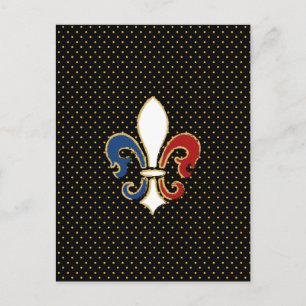 French Flag Fleur de Lis with Gold Postcard
