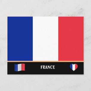 French Flag & French country travel / France Postcard