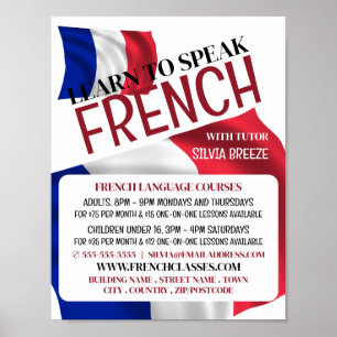 French Flag, French Language Course Advertising Poster