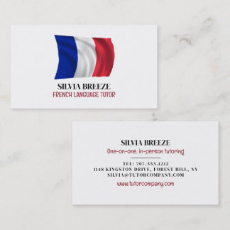 French Flag, French Language Tutor, Teacher Business Card