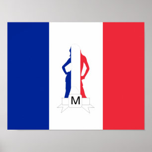 French flag & girl monogram poster