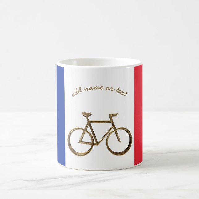 French Flag Golden Bike Bicycle Cycling Cyclist Coffee Mug (Center)