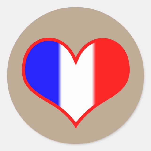 French Flag Heart Classic Round Sticker (Front)
