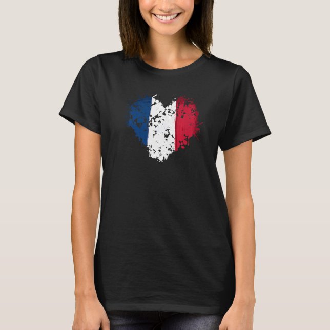 French Flag Heart Idea For Kids & France Flag Heri T-Shirt (Front)