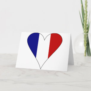 French Flag Heart Modern Card