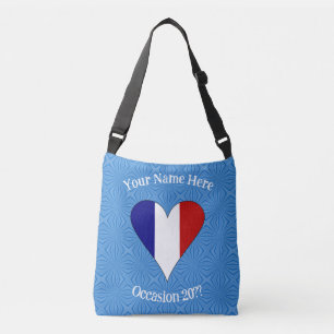 French Flag Heart Personalised Crossbody Bag