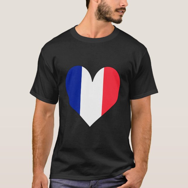 French Flag Love Heart T-Shirt (Front)