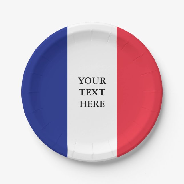 French flag paper plates for party and celebration (Front)