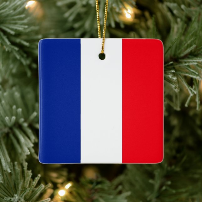 French Flag Patriotic Colours International Travel Ceramic Ornament (Tree)