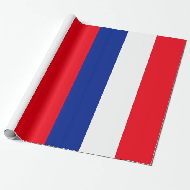 French Flag Patriotic Colours International Travel Wrapping Paper (Unrolled)