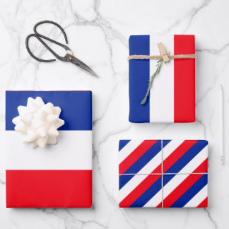 French Flag Patriotic Colours International Travel Wrapping Paper Sheet