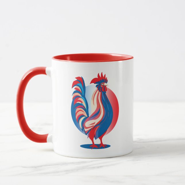 French Flag Patriotic Rooster Mug (Left)