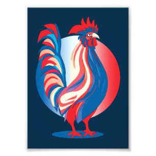 French Flag Patriotic Rooster Photo Print