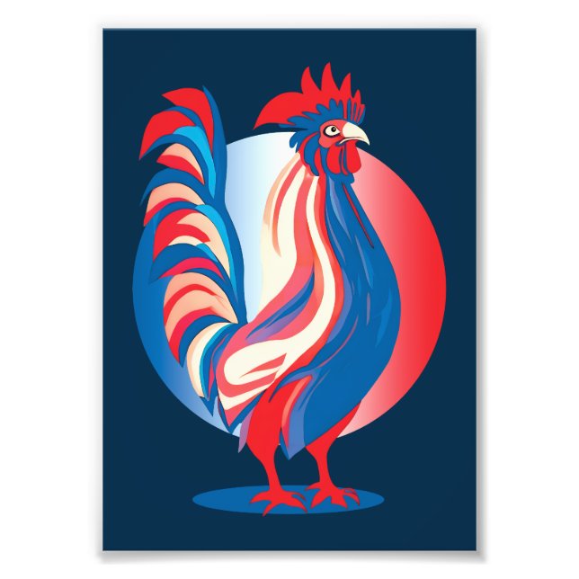 French Flag Patriotic Rooster Photo Print (Front)