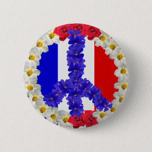 french flag peace sign 6 cm round badge