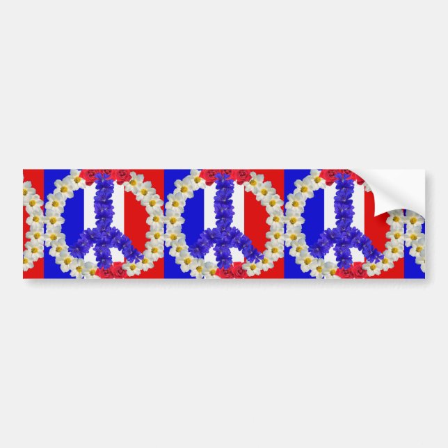 french flag peace sign bumper sticker (Front)