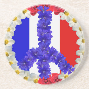 french flag peace sign coaster