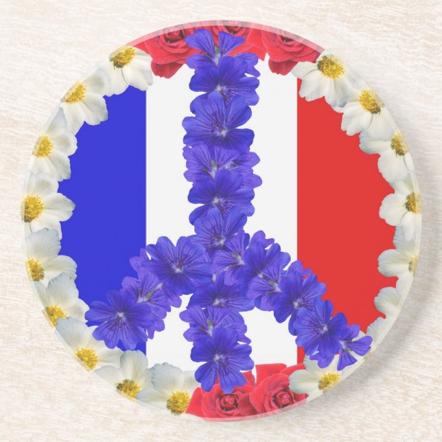 french flag peace sign coaster (Front)