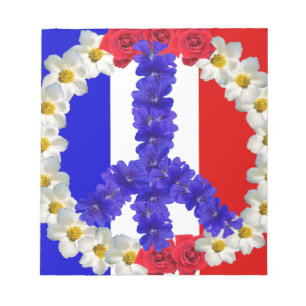 french flag peace sign notepad