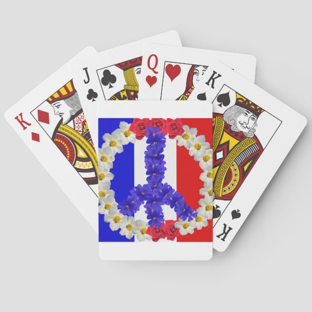 french flag peace sign playing cards (Back)