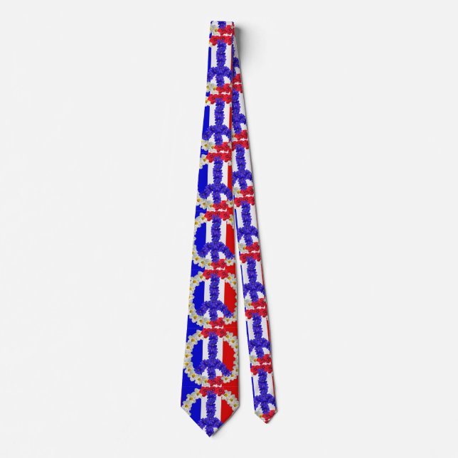 french flag peace sign tie (Front)