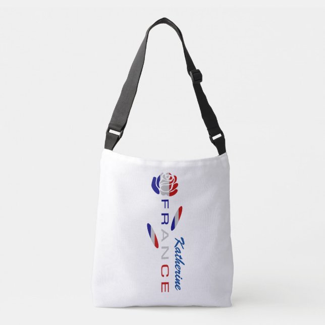 French Flag Rose Personalised  Crossbody Bag (Front)