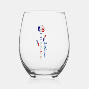 French Flag Rose Personalised Stemless Wine Glass