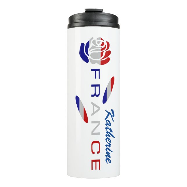 French Flag Rose Personalised Thermal Tumbler (Front)