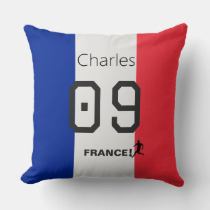 French Flag Soccer Fan Personalised Team Support Cushion