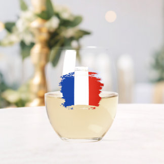 French flag stemless wine glass