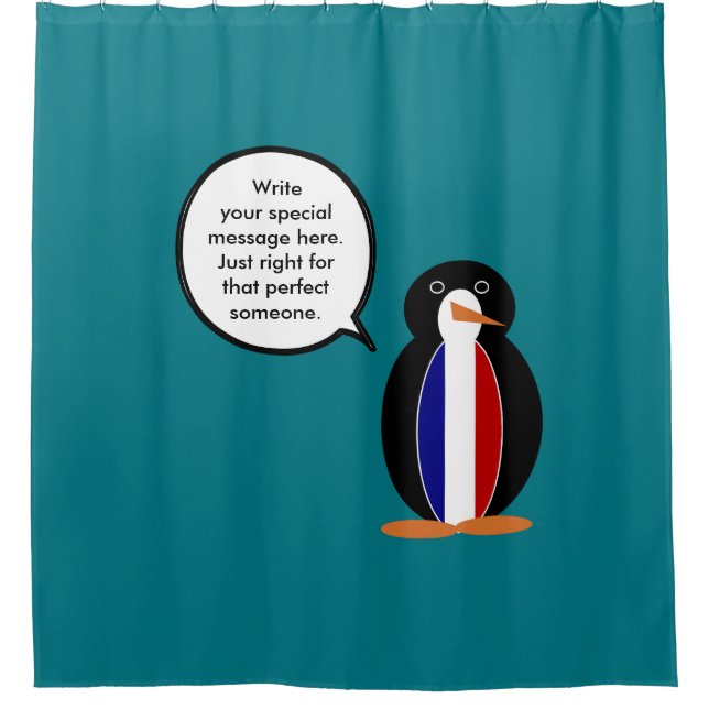 French Flag Talking Ms Penguin Personalised  Shower Curtain (Front)