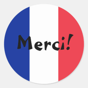 French Flag Thank You Merci! Classic Round Sticker