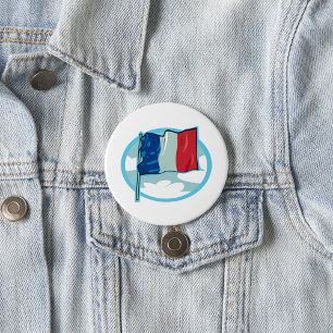 French Flag Tricolour Blue White Red France 7.5 Cm Round Badge