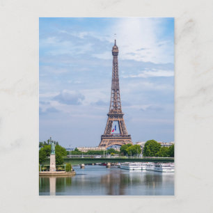 French flag waving in the middle of Eiffel Tower Postcard