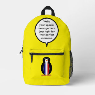 French Flag Wildlife Penguin personalise Gift Printed Backpack