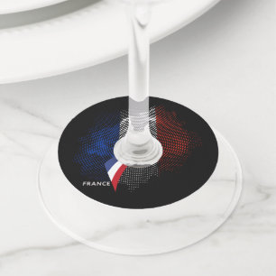 French flag wine glass tag