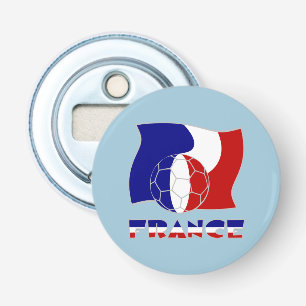 French Flag with Soccer Ball Blue Background Bottle Opener