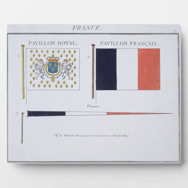 French Flags, from a French book of Flags, c.1819 Plaque (Front)