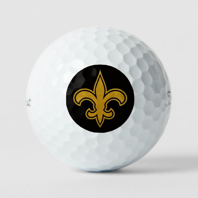 French Fleur De Lis Gold and Black Golf Balls (Front)