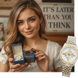 French Fleur de Lis Gold Vintage Paris Classy Watch<br><div class="desc">Vintage French design with four gold fleur de lis flowers forming a cross in the centre.</div>