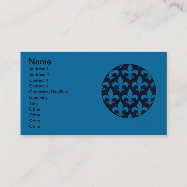 French Fleur de lis Pattern Classic Business Card (Front)