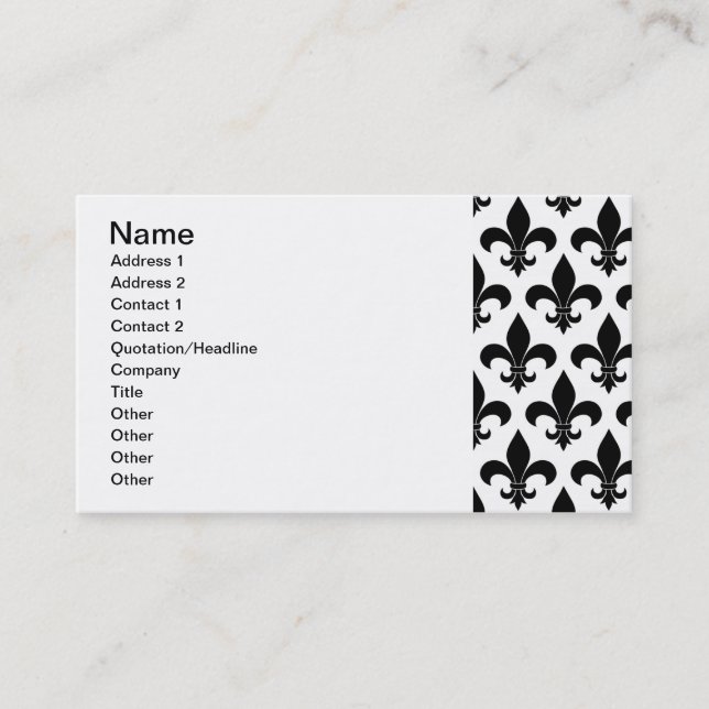 French Fleur de lis Pattern Classic Business Card (Front)